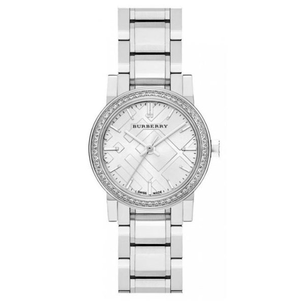 Burberry Dameur Bu9220 i Sølv med Diamanter – Luksusur!
