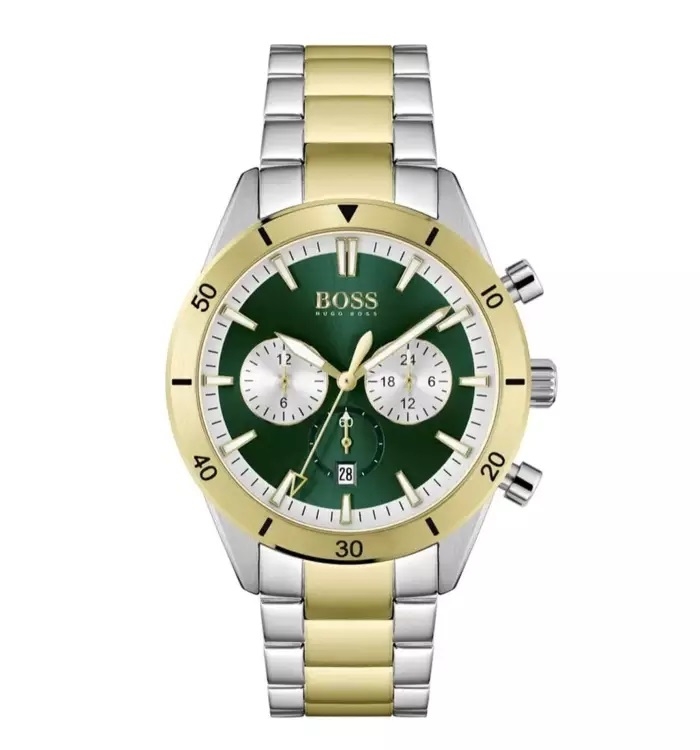 Hugo Boss Santiago Guld Ur med Grøn Urskive - Elegant Design