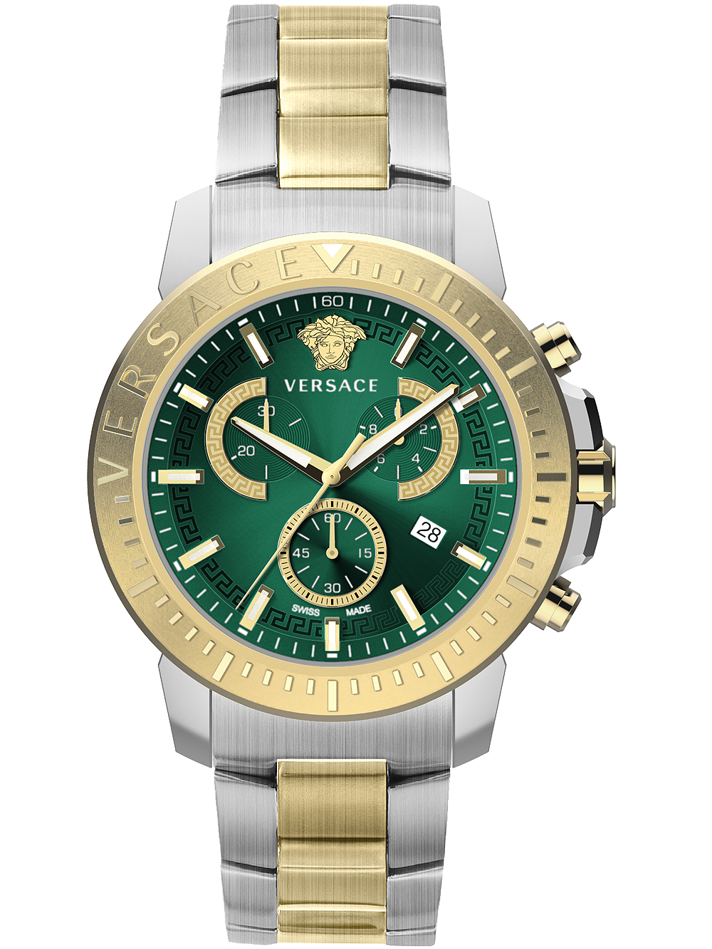 Versace Chronograph Ur i Guld og Grøn – Luksus til Mænd