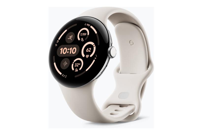 Pixel Watch 3   Poleret Sølvaluminium   Smart Ur Med Aktivt Bånd   Porcelæn   32 Gb fra Google